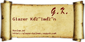 Glazer Kálmán névjegykártya